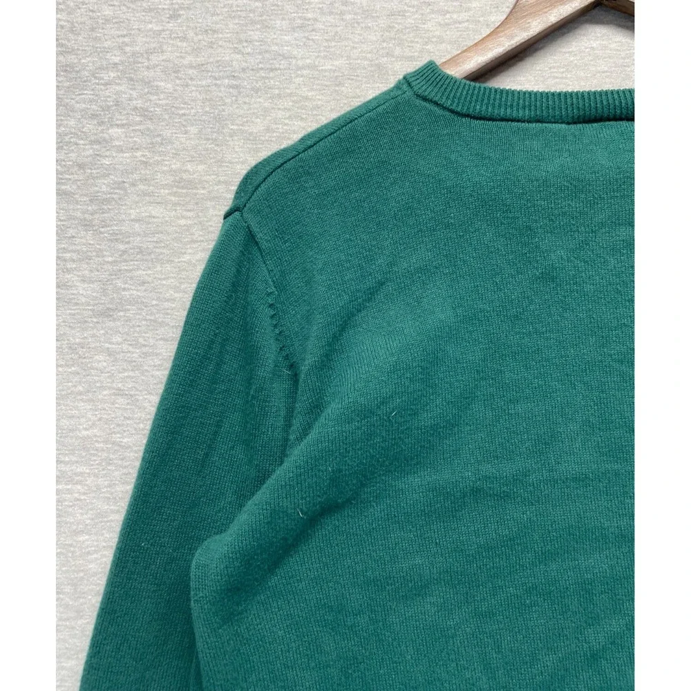 The Children's Place Sweater Boys XL 14 Spruce Green Cotton Ribbed Trim V-Neck